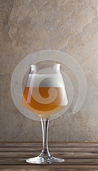 Glass of beer on a wood table