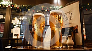 Glass of beers on a local pub