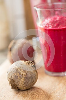 A glass of beet smoothie