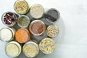 Glass bins for storing legumes and pasta which are zero waste