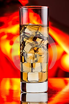 Glass of black tea with man