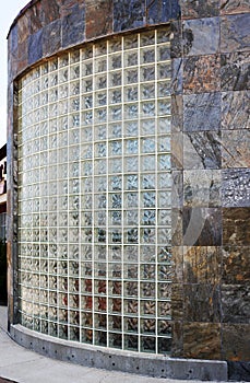 Glass Block and Slate Tile Wall