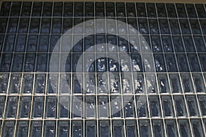 Glass block wall. Abstract art pattern glass cube texture.