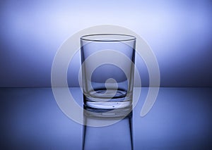 A glass on a blue background