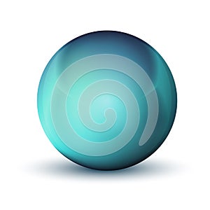 Glass blue ball or precious pearl. Glossy realistic ball, 3D abstract vector illustration highlighted on a white