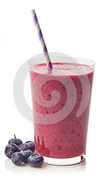 Glass of blueberry smoothie