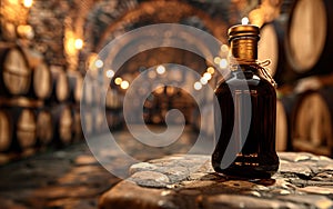 Glass bottle of authentic modena balsamic vinegar