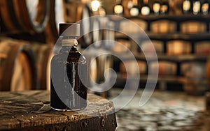 Glass bottle of authentic modena balsamic vinegar