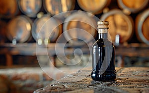 Glass bottle of authentic modena balsamic vinegar