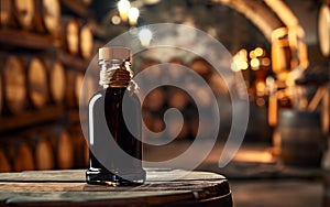 Glass bottle of authentic modena balsamic vinegar