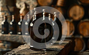 Glass bottle of authentic modena balsamic vinegar