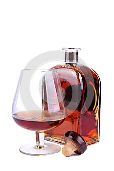 Glass and bottle of cognac