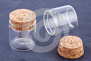 Glass bottle with cork cap