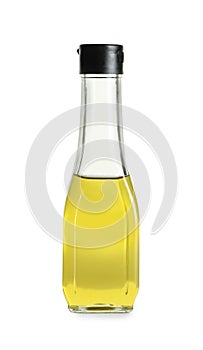 Glass bottle with fresh olive oil