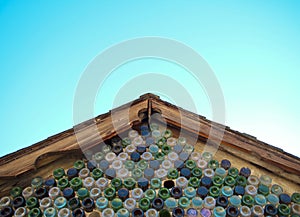 Glass bottle house roofline