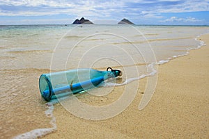 Glass bottle with message inside