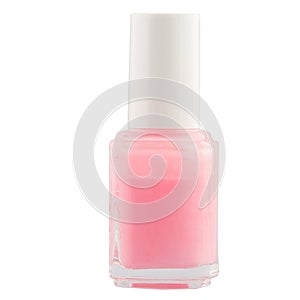 Glass bottle of nail polish, manicure and pedicure isolated on white background.