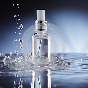 Glass bottle with pipette, filled with clear anti-aging serum, new facial skincare technology