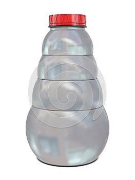 Glass bottle with red cap