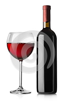 Glass and bottle of red wine