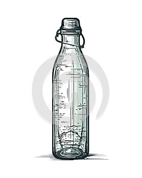 glass bottle with refreshing purified water