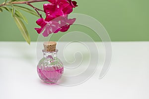 Glass bottle with rose essence