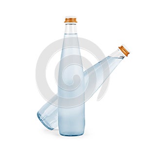 Glass bottle of water isolated on a white background