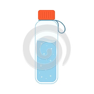 Glass bottle of water vector illustration isolated. Flat cartoon clip art on white background.