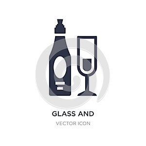 glass and bottle of wine icon on white background. Simple element illustration from Drinks concept