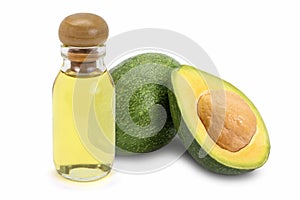 Glass bottle of yellow essential oil extract
