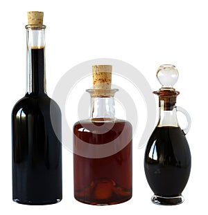 Glass bottles with balsamic vinegar