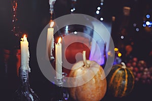 Glass bottles and candles of Halloween