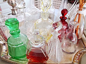 Glass bottles of different sizes and types