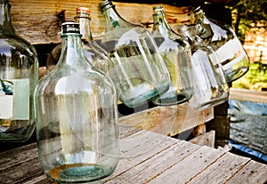 Glass bottles for home wine or olive