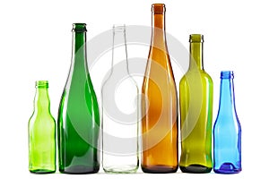 Glass bottles of mixed colors