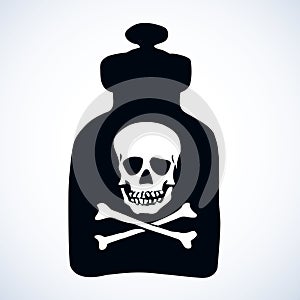 Glass bottles of poison. Vector drawing