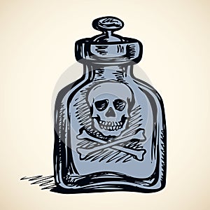 Glass bottles of poison. Vector drawing photo