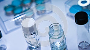 Glass Bottles In Science Laboratory photo
