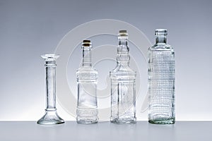 Glass bottles of various shapes