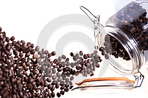 Glass bowl with coffee beans photo