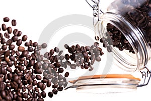 Glass bowl with coffee beans photo