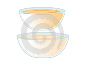 Glass bowl with dough vector illustration isolated on white background