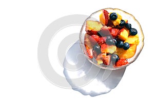 Glass bowl of fresh cut fruit salad