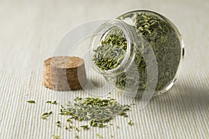 Glass bowl with green anise seeds