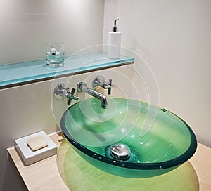 Glass bowl hand wash basin