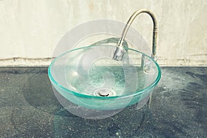 Glass bowl hand wash basin