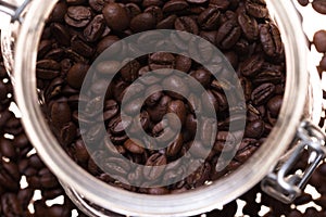 Glass bowl with coffee beans photo