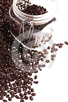 Glass bowl with coffee beans photo