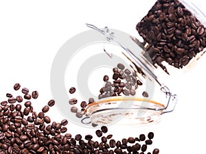 Glass bowl with coffee beans photo