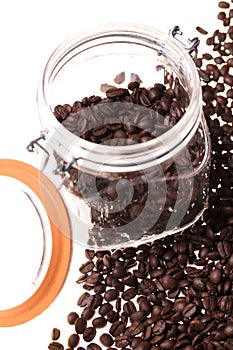 Glass bowl with coffee beans photo